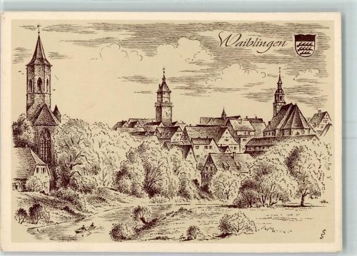 Waiblingen Württembergische Städtebilder sign. Schäfer- Grohe