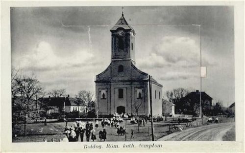 Boldog - Boldog (Ungarn) Leporello Katholische KIrche II (Klebereste VS, Stauchung)