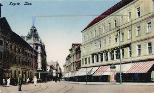 Zagreb - Zagreb (Kroatien) Leporello, Strassenpartie, Litfaßsäule II (Ecken abgestossen)