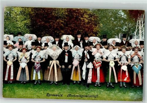 Burg 1910 Hochzeitsgesellschaft Spreewald Ort lt. Stempel