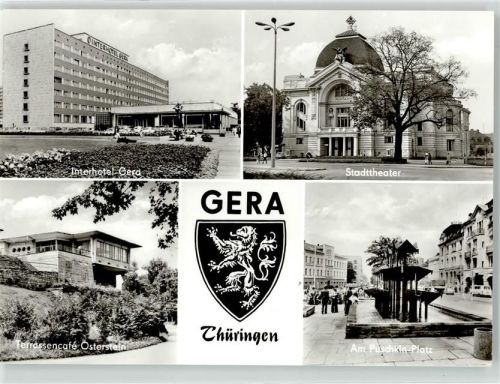 Gera Cafe Osterstein Interhotel Theater Puschkin Platz Brunnen