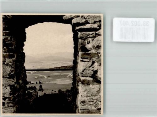 Weißenstein Blick durch einen Mauerbogen der Burg Weißenstein Ort handschriftlich