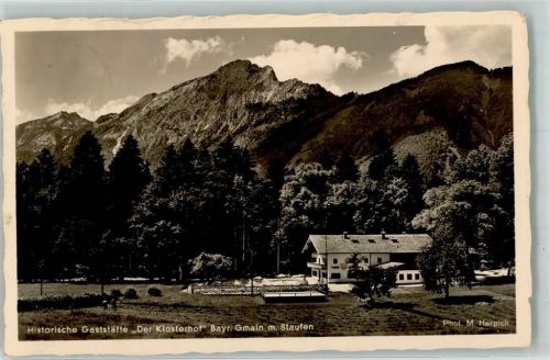 83457 W8232 Bayerisch Gmain Foto AK Der Klosterhof historisches Gasthaus Berge