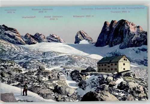 Adamekhütte 1913 Berghütte Hochkreuz Dachstein Mitterspitz Wallnerköpfl Gosaugletscher Hüttenstempel Guttenberghaus