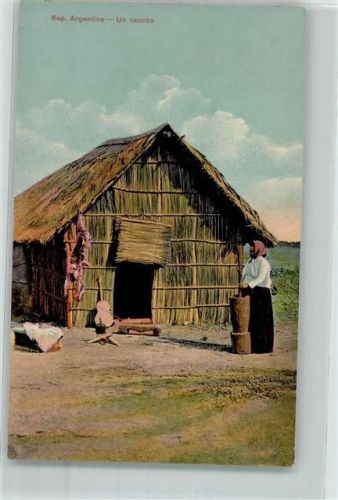 Un rancho Frau Tracht Gitarre Motiv Argentinien