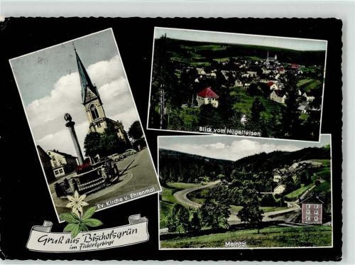 95493 W8583 Bischofsgrün - Kirche Kriegerdenkmal Maintal