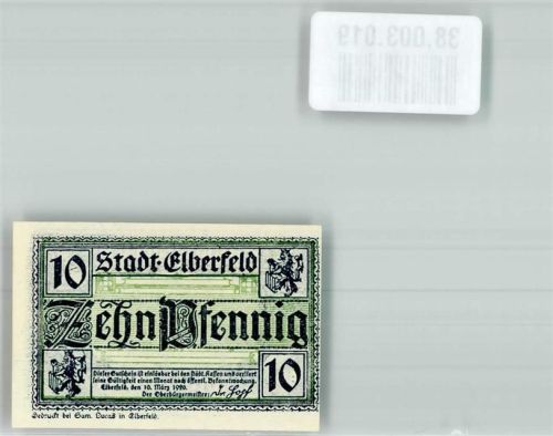 Elberfeld 1920 Gutschein über 10 Pfennig