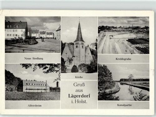 25566 W2219 Lägerdorf - Kirche neue Siedlung Altersheim Kanalpartie Kreidegrube