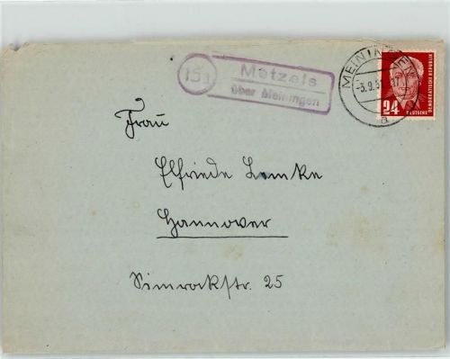 98639 O6101 Metzels KEINE AK Landpoststempel