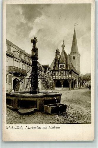 Michelstadt Marktplatz Rathaus Brunnen Kirche