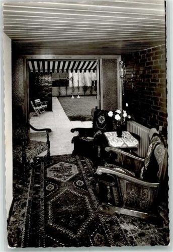 Timmendorfer Strand Hotel Flamingo Salon mit Terrasse Foto Original aus Archiv eines Ansichtskartenverlages Ort handschriftlich