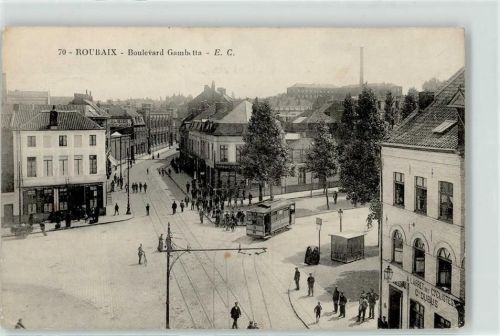 Roubaix 1914 Straßenbahn Feldpost WK I