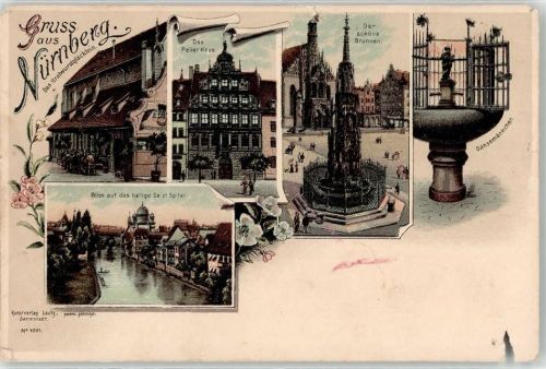 90402 W8500 Nürnberg - Bratwurstglöcklein Peller Haus schöne Brunnen Gänsemännchen Heilige Geist Spital