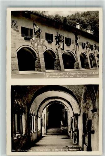 Berchtesgaden Kriegerdenkmal von Hengge und Kreuzgang in der Stiftskirche WK II