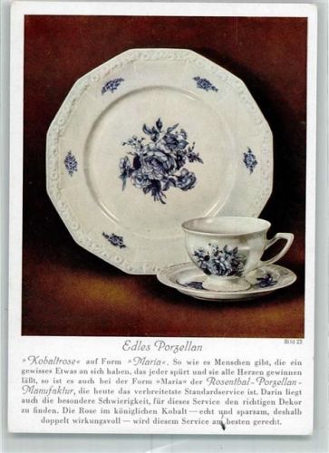 Selb Rosenthal Kaffeegedeck Kobaltrose Form Maria blaue Blumen Beschrieb
