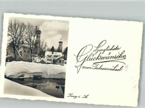 Isny Nikolaikirche und Georgskirche im Winter Neujahr Foto Original aus Archiv eines Ansichtskartenverlages