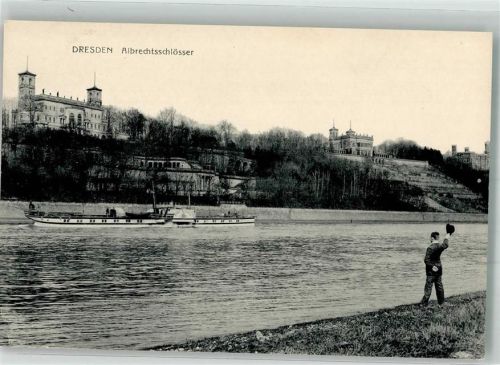 Dresden 1915 Albrechts- Schloss Raddampfer