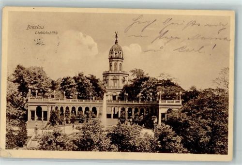 Breslau 1910 Schlesien Liebichshöhe Springbrunnen Turm