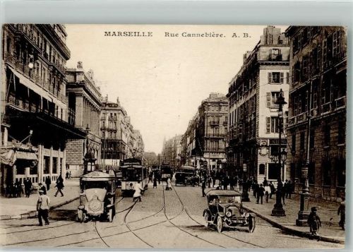 Marseille 1927 Auto Straßenbahn Rue Cannebiere