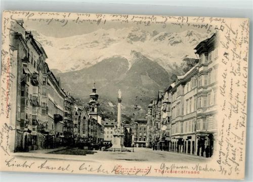 Innsbruck 1902 Denkmal Säule Theresienstrasse