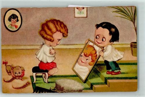 Amsterdam Humor Kinder Hund Bürste Kamm Spiegel Ort lt. Stempel Amag No.1799