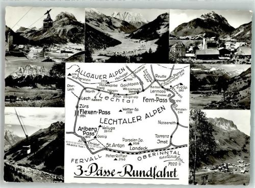 Reutte Seilbahn Kirche 3-Pässe Rundfahrt Ort lt. Stempel