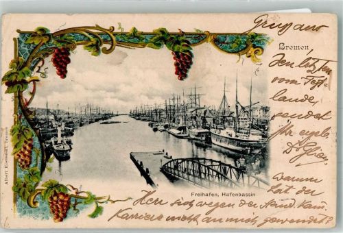 Bremen 1901 Freihafen Hafenbassin