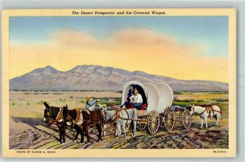 1951 Tiergespann The Desert Prospector and his Covered Wagon