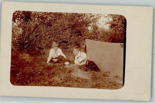 1921 Zelt Kochstelle Paar Tracht