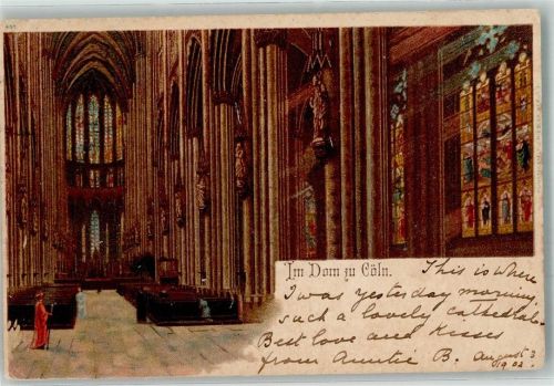 Köln Stadt 1902 Im Dom Lithographie