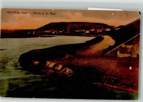 Merzig 1918 Panorama des Ortes an der Saar