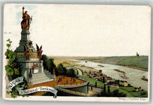 Rüdesheim 1898 National Denkmal Gruss Stempel Niederwald