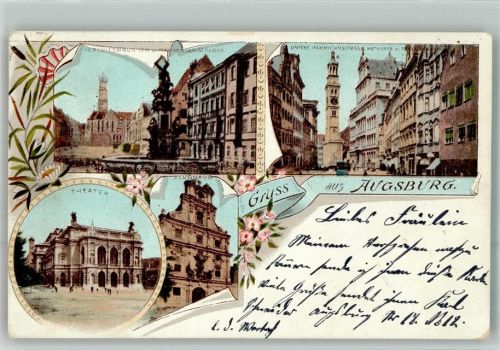 Augsburg 1903 Rathaus Denkmal Herkulesbrunnen Untere Maximilianstrasse Theater Zeughaus