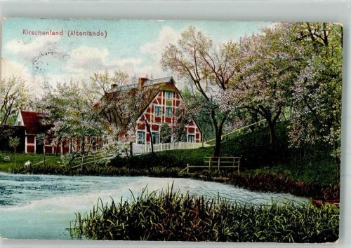 Steinkirchen 1910 Fachwerkhaus Kirschenland Ort lt. Stempel