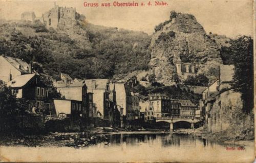 55743 W6580 Idar-Oberstein - Oberstein (6580) Mechanik-Karte mit Leporello Teilansicht I-II (Marke entfernt, fleckig VS/RS, Ecken abgestossen)