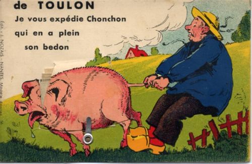 Toulon Toulon (Frankreich) Leporello, Mann mit Schwein I-II