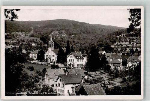 Sasbachwalden Panorama der Stadt mit der Pfarrkirche zur Hl. Dreifaltigkeit Fotograf Käshammer Notopfermarke