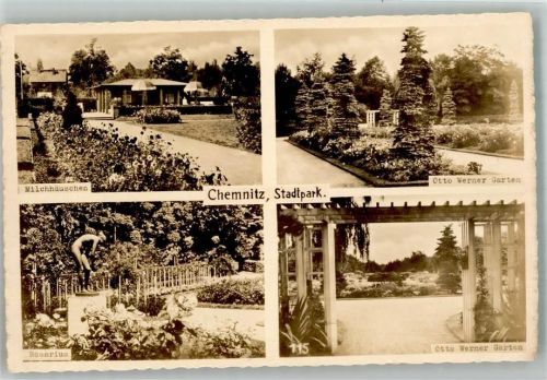 Chemnitz Stadtpark Denkmal Akt Rosarium Milchhäuschen