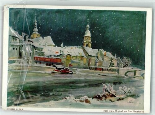 Kitzingen sign. Unbehauen, E. Winter Nacht