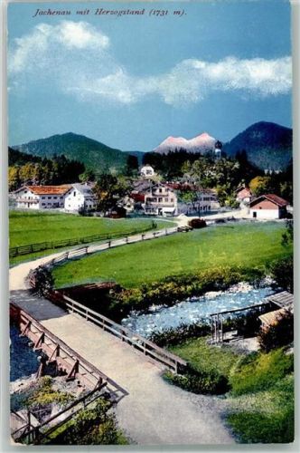 Jachenau 1916 Panorama des Ortes mit dem Herzogstand Verlag Purger & Co. No. 10960