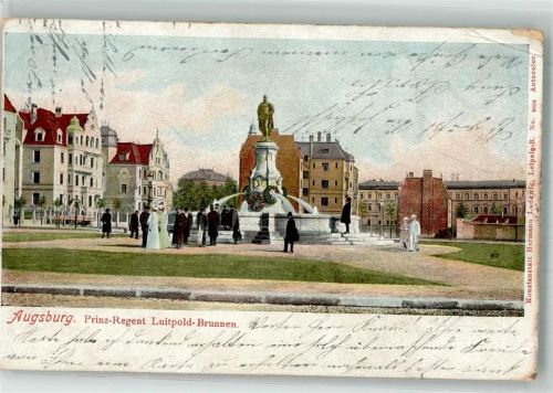 Augsburg 1905 Prinzregent Luitpold Brunnen Verlag Hermann Ludewig No. 5004