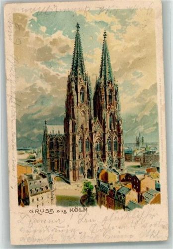 Köln Stadt 1901 Dom Gruss Lithographie