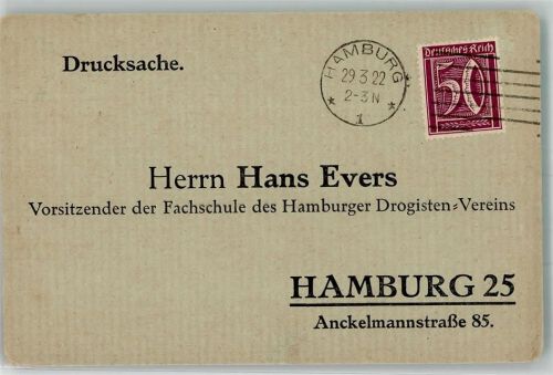 Hamburg 1922 Schreiben Drucksache Fachschule Hamburger Drogisten-Verein