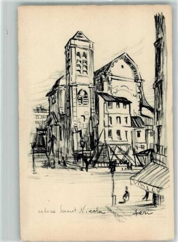 Paris Ort handschriftlich Kirche Saint Nicoln