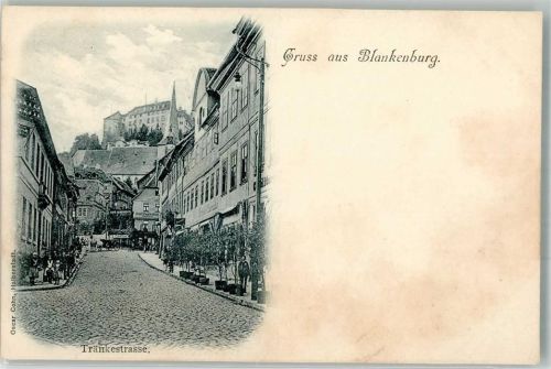 Blankenburg Tränkestraße mit Bergkirche St. Bartholomäus und Schloss