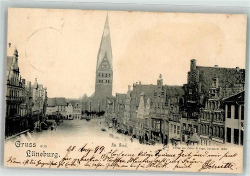 Lüneburg 1899 Am Sand mit Hauptkirche St. Johannis Verlag Zedler & Vogel 722