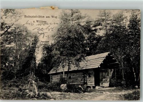 Bad Wildbad 1913 Schutzhütte am Weg zum Wildsee Ort lt. Stempel