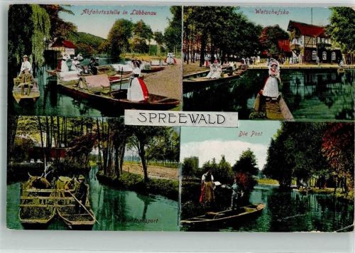 Lübbenau Tracht Hafen Gasthaus Wotschaftska Post- Kahn Spreewald