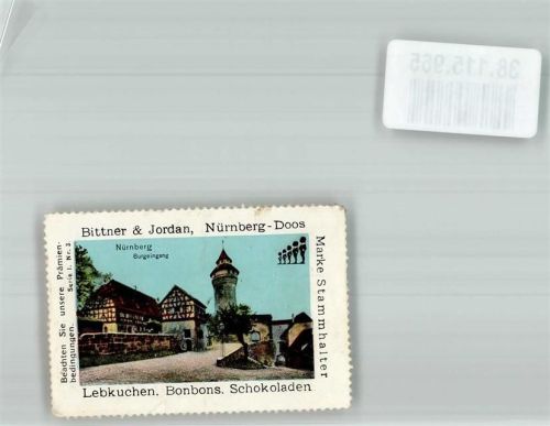 Nürnberg Lebkuchen Bonbons Schokoladen Bittner u. Jordan Serie I. Nr.3 Burgeingang