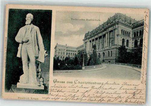 Charlottenburg 1900 Technische Hochschule Statue Friedrich Krupp